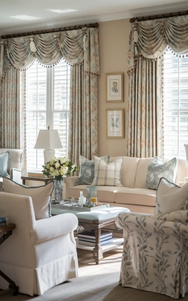 Try layered valances for a classic charm