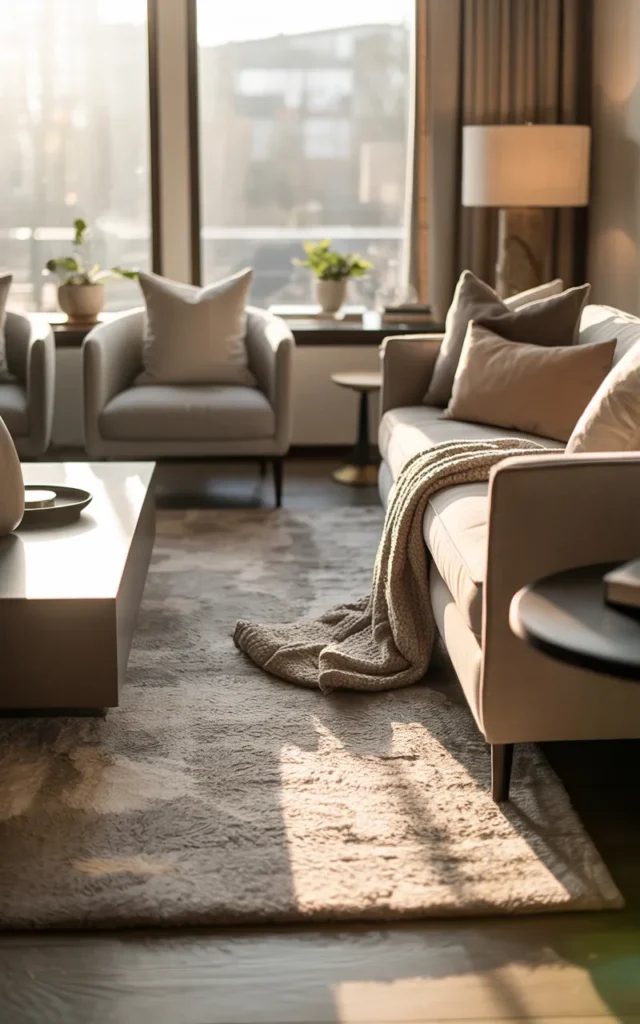 Use a rug that extends beyond your furniture