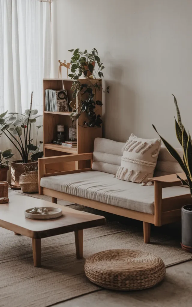 Use low wooden furniture pieces