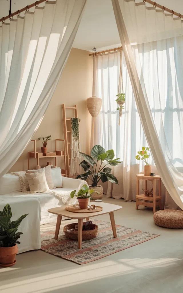 Use sheer curtains for an airy feel