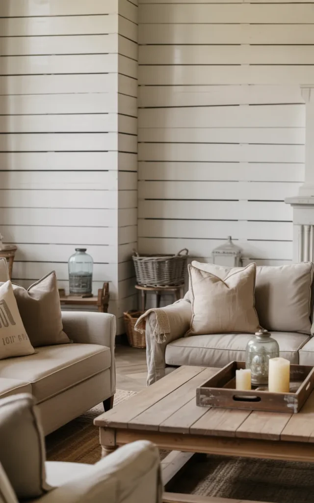Use shiplap or paneled walls for texture