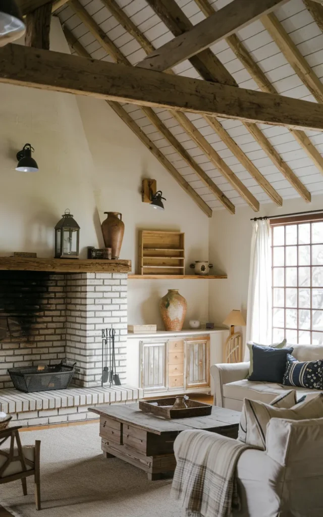 Use soft, worn finishes instead of glossy surfaces