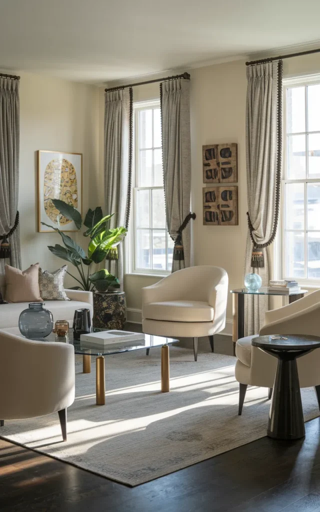 Use tie-backs to shape your curtains