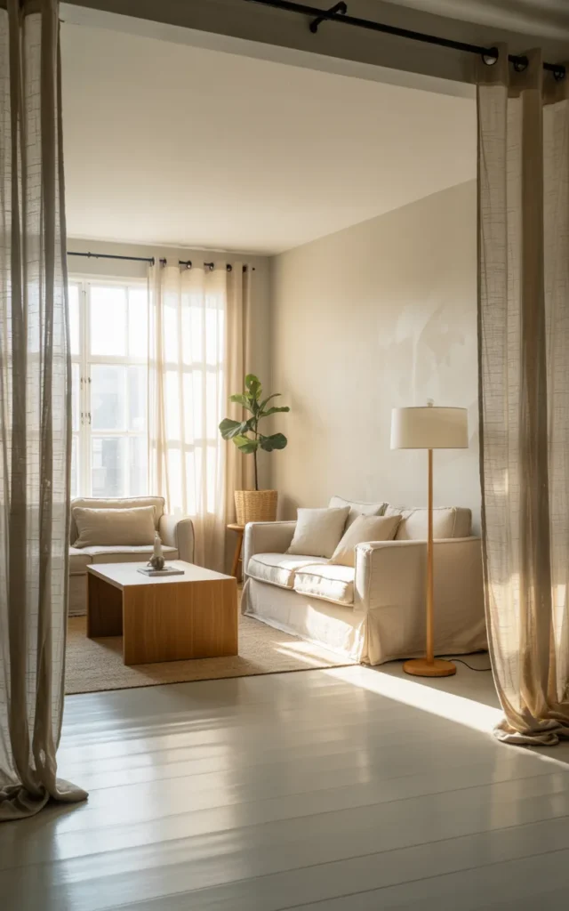 Use translucent curtains for privacy without darkness
