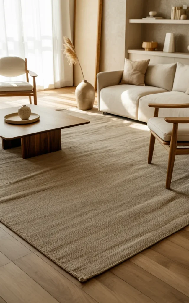 Add a large area rug with subtle texture