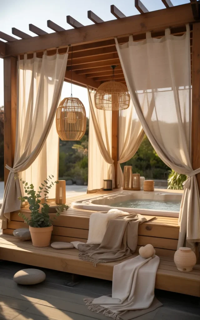 Add a pergola over an outdoor hot tub