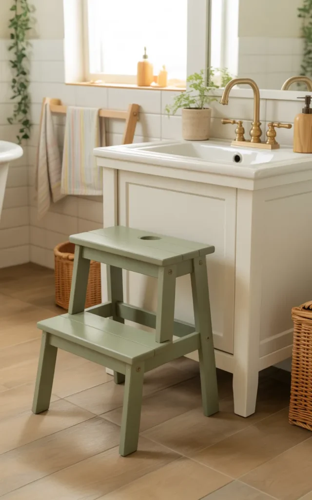 Add colorful step stools beside the sink