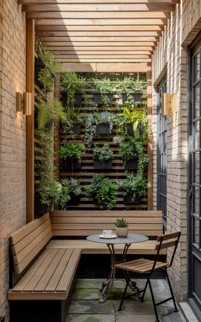 Build a narrow pergola along a side-yard patio