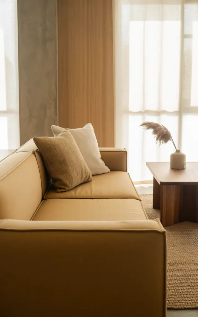 Choose a neutral-toned sofa with clean lines
