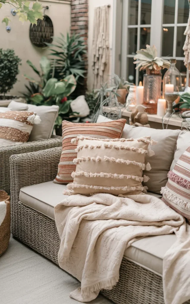 Create a cozy corner with layered throw pillows