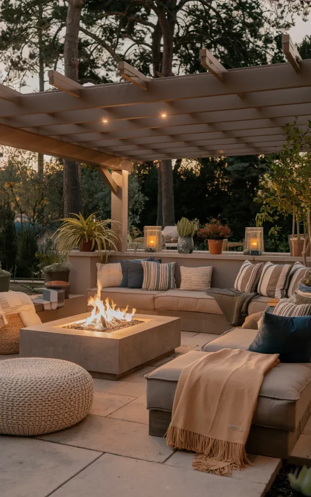 Create a cozy fire pit lounge underneath