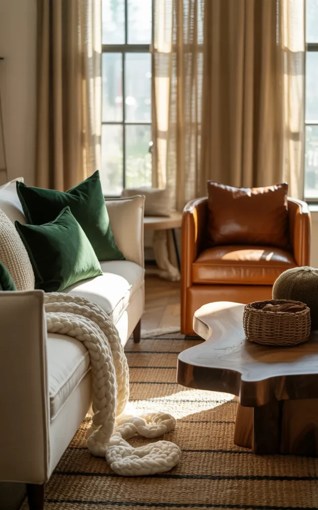 Create depth by layering different fabric textures together