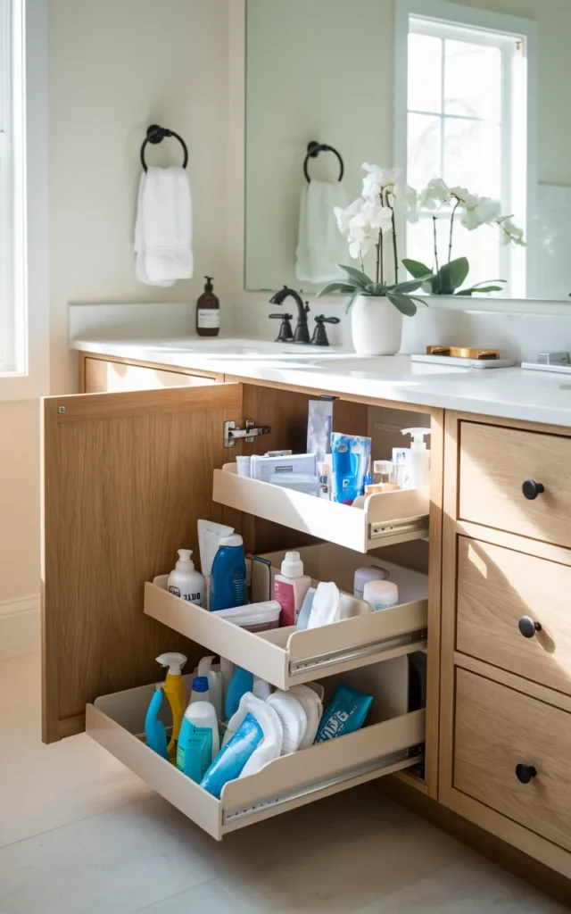 Divide cabinets with pull-out organizers