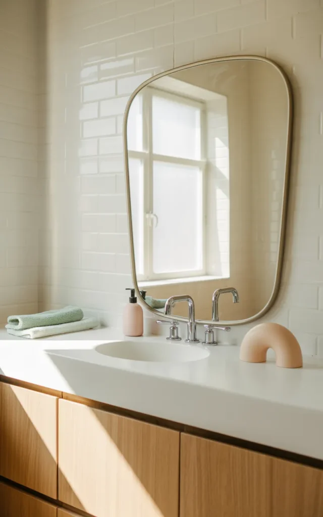 Hang oversized mirrors with rounded edges