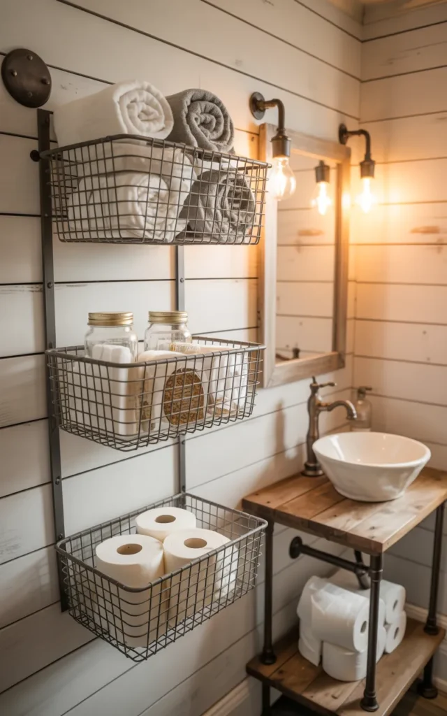 Hang wire baskets along empty walls