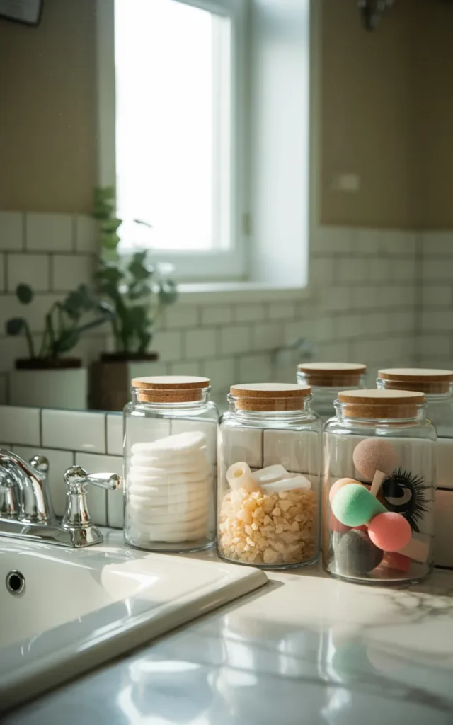 Hide clutter inside decorative jars