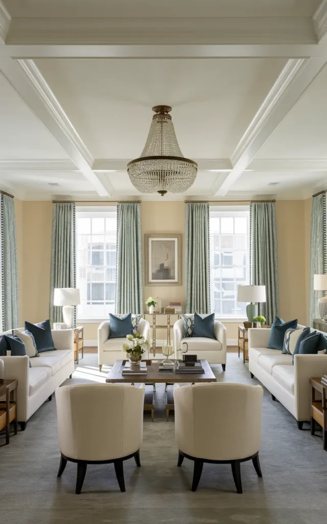 Highlight a chandelier with a central drop