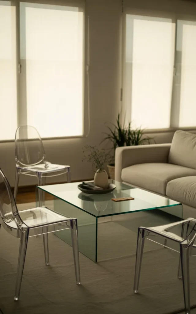 Incorporate glass or acrylic furniture