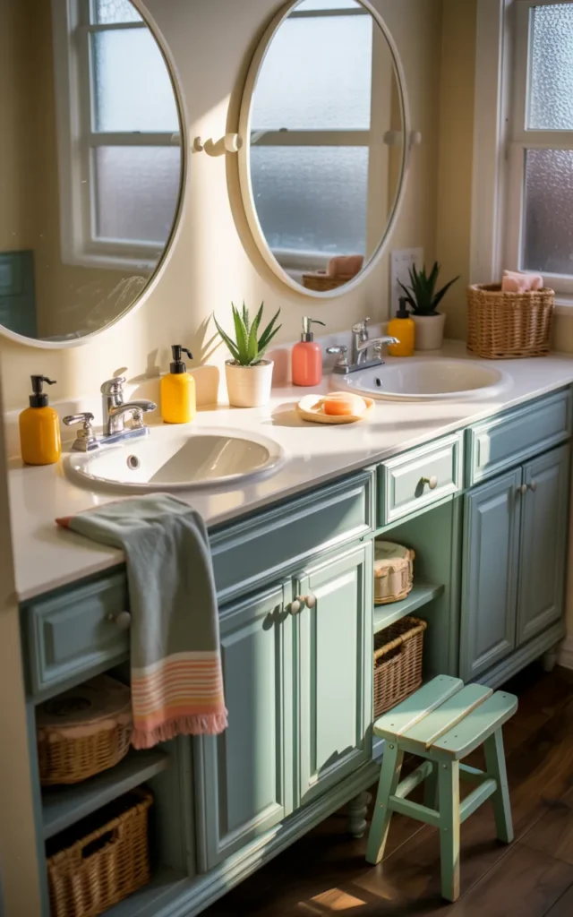Install a double sink for shared bathrooms