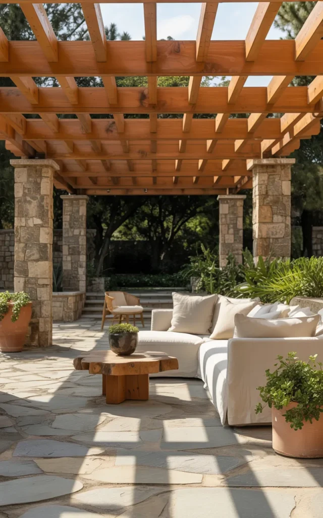 Mix wood and stone for a richer look