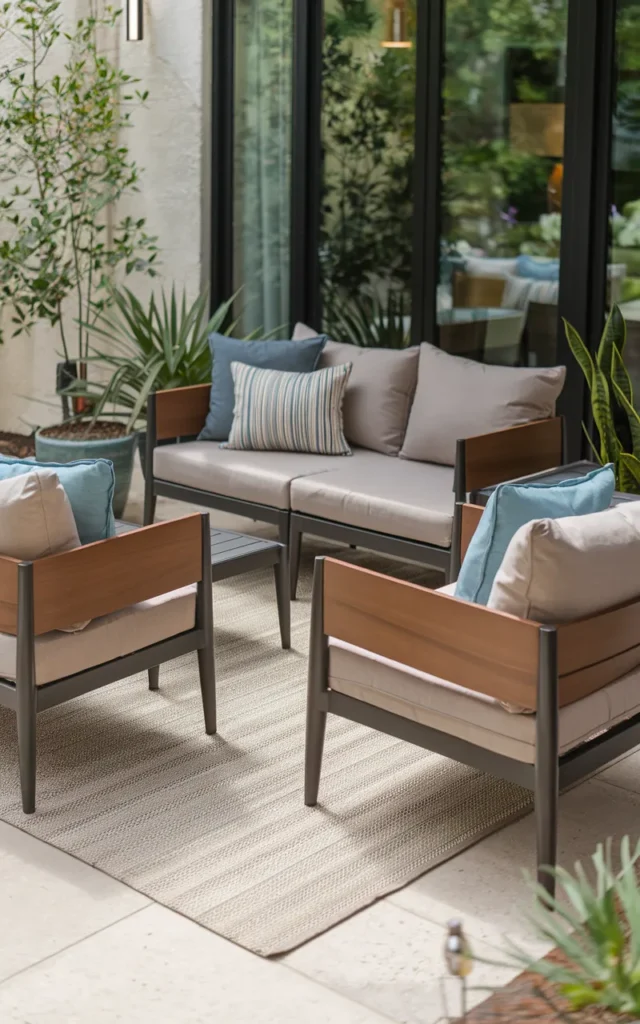 Paint old patio furniture in a fresh neutral color