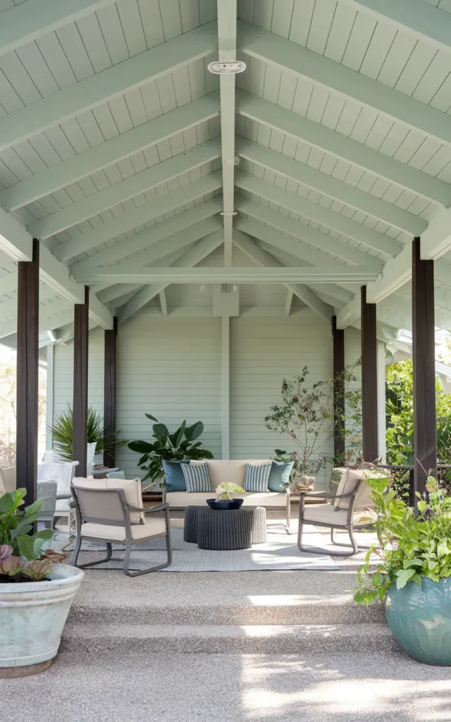Paint the ceiling panels a soft contrasting color