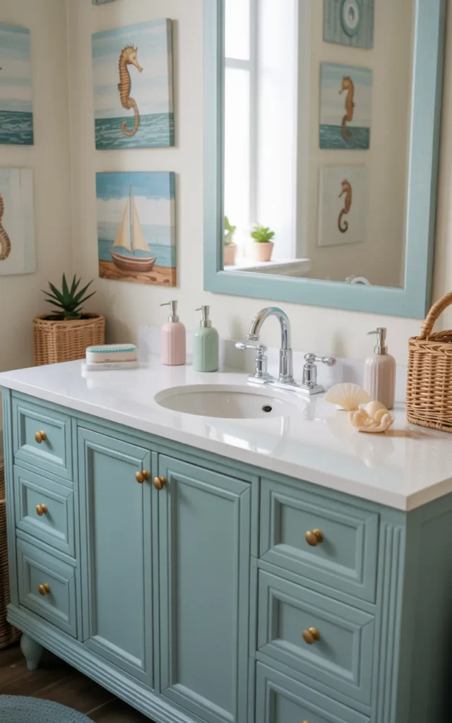 Paint the vanity in a cheerful color