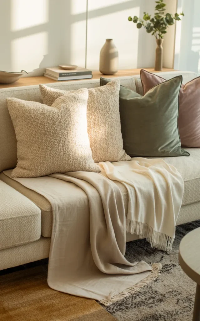 Replace basic cushions with textured pillow covers