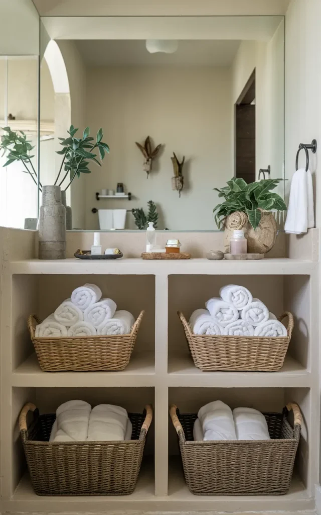 Roll towels instead of folding them