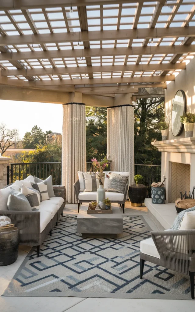 Turn the pergola patio into a full outdoor living room