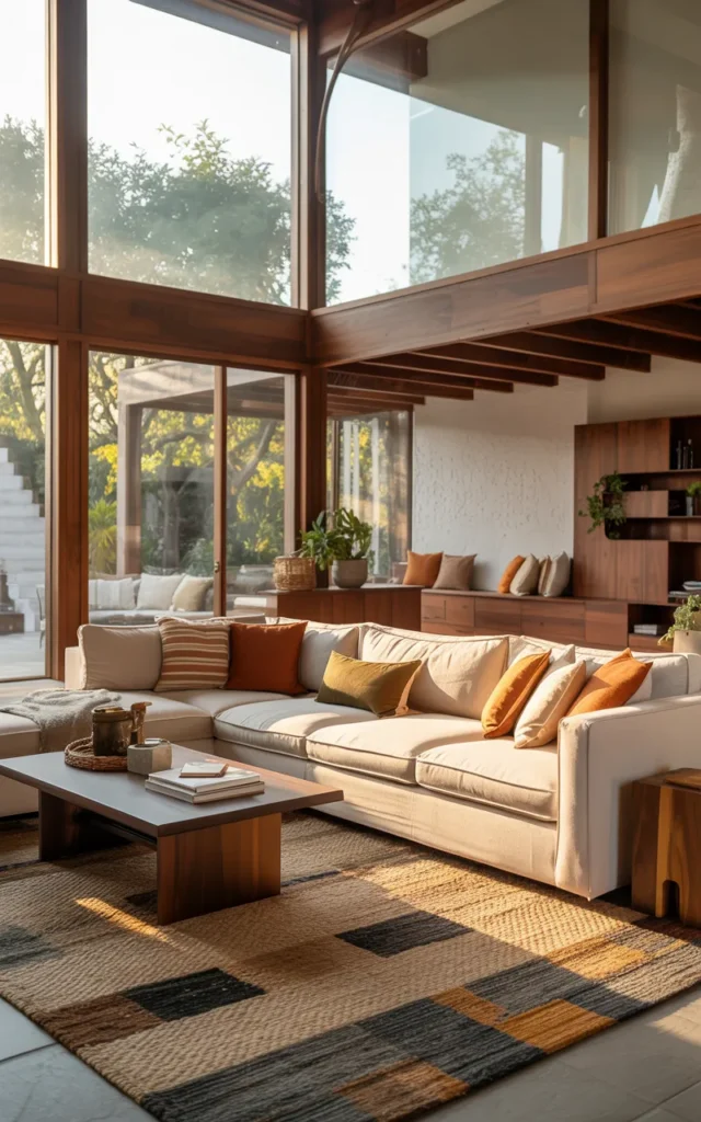 Use a giant area rug to visually anchor the seating