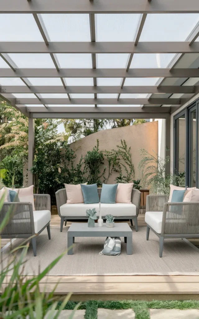 Use sheer roof panels for rain protection