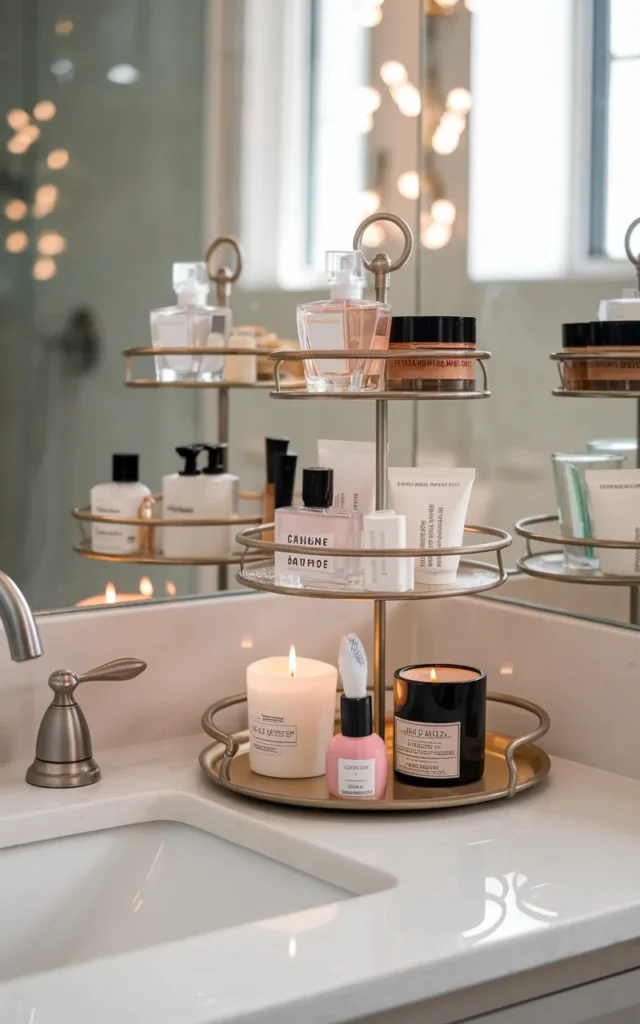 Use tiered trays on the countertop