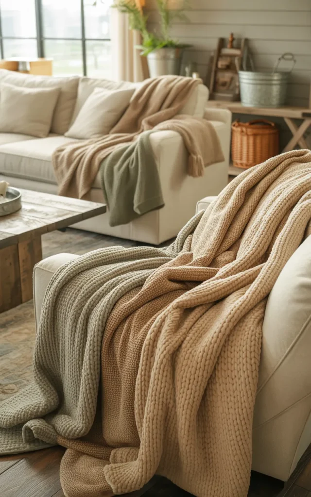 Add a cozy throw blanket (or three)