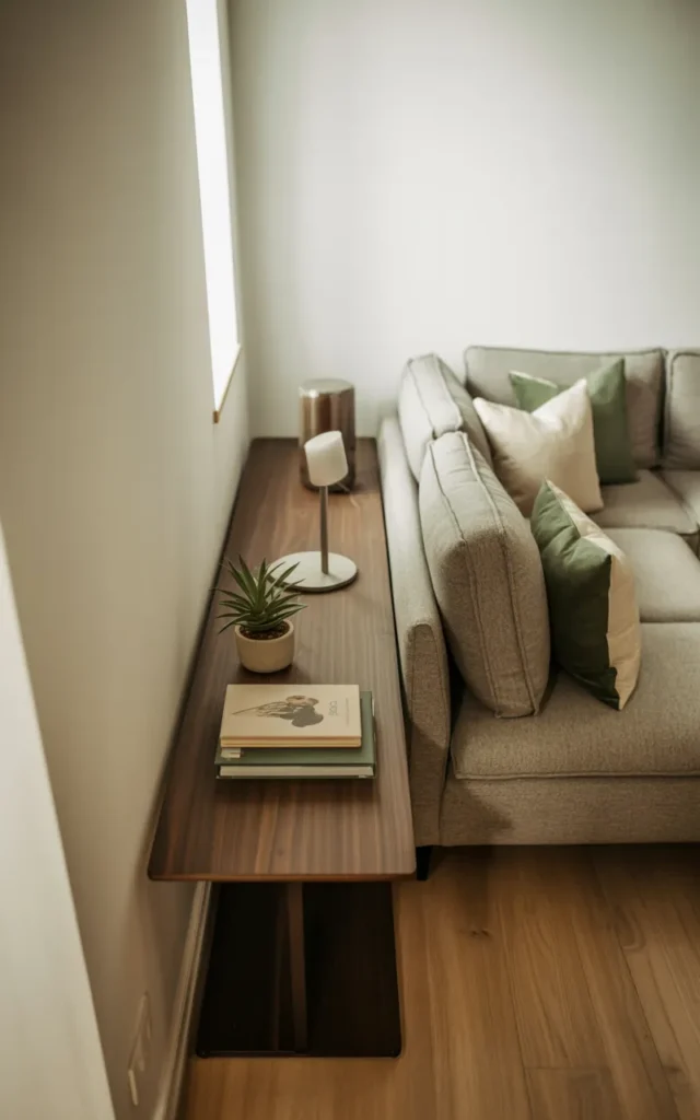 Add a slim console behind your sofa