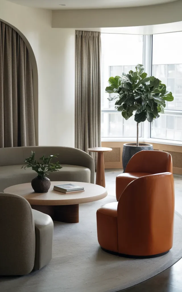 Balance clean lines with soft curves