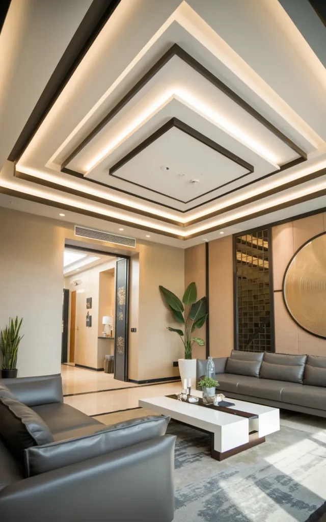 Create a layered ceiling with multiple levels