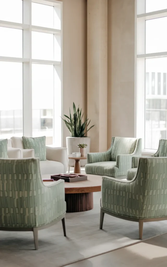 Incorporate green patterns in upholstery