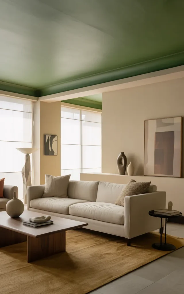Paint your ceiling a soft green hue