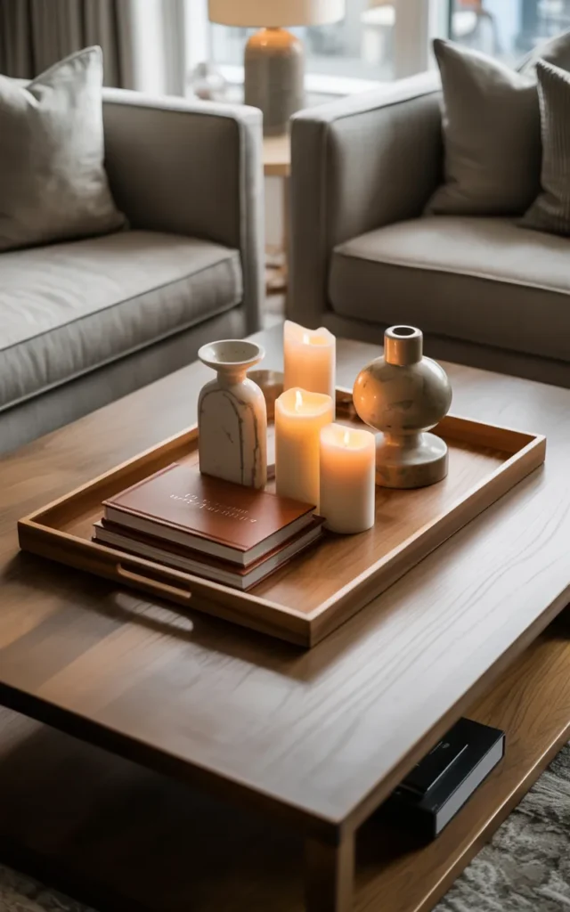 Use a large tray to define the space