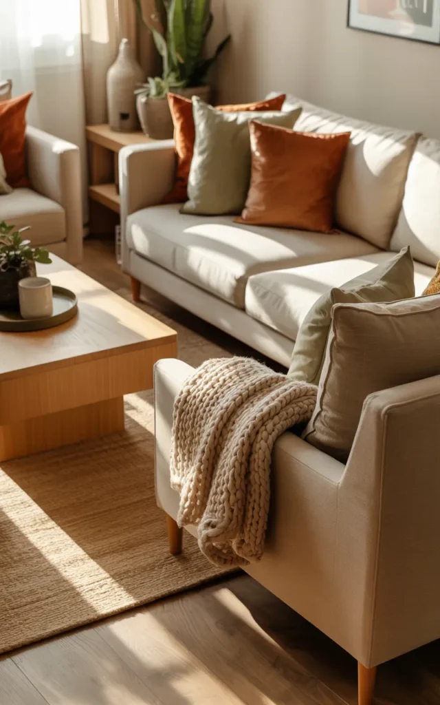 Use a neutral base and rotate seasonal accents