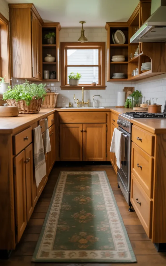 Add a narrow runner rug to soften the space