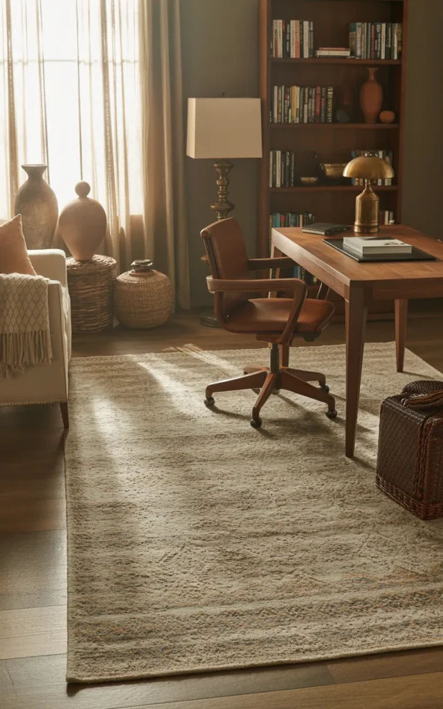 Add a rug that anchors the workspace