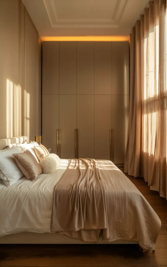 Add ceiling cove lighting above your wardrobe