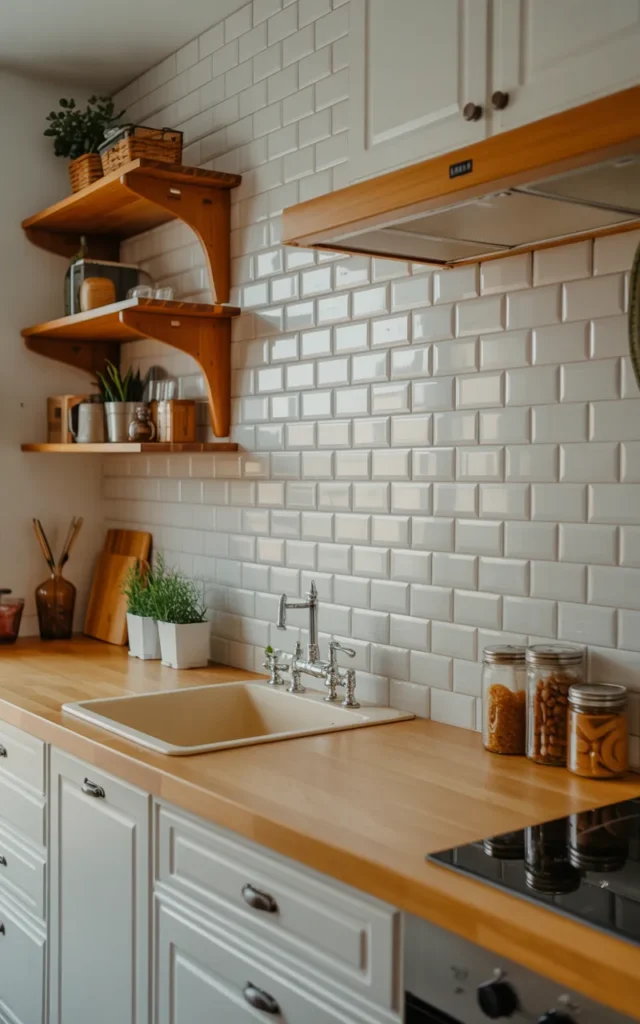 Add peel-and-stick backsplash tiles for personality