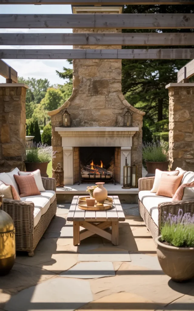Anchor the Patio with a Statement Fireplace