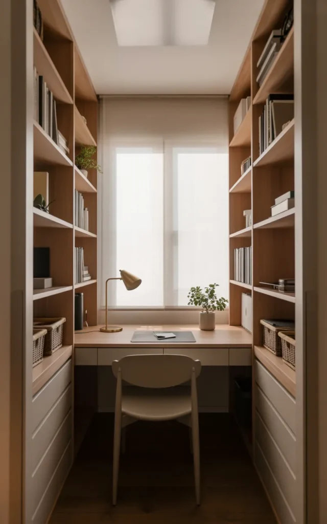Create a closet office behind closed doors