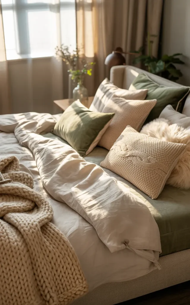 Display soft-toned bedding instead of busy prints
