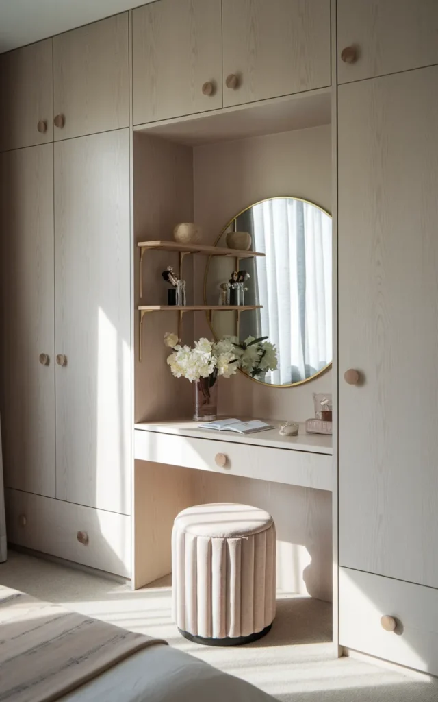 Extend your wardrobe into a tiny vanity corner