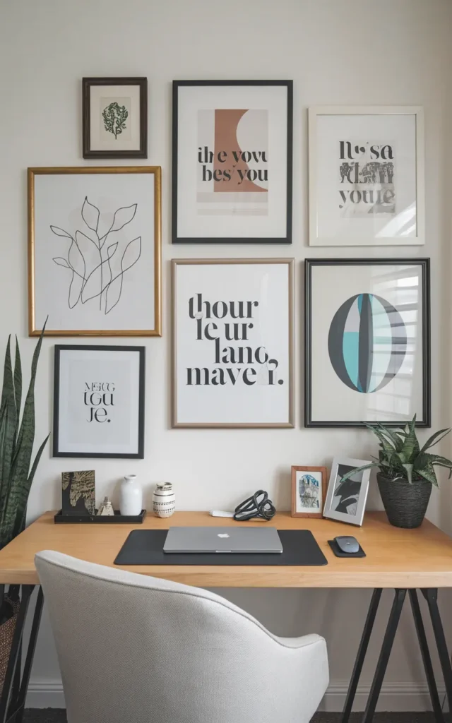 Frame inspiring artwork around your desk